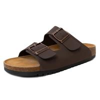 EVELLYHOOTD Women Men Sandals Arch Support Slides with Lane Cork Footbed Adjustable Double Buckle Strap Sandals Slip-On Open ...
