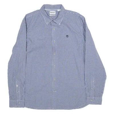 TIMBERLAND Slim Fit Mens Shirt Blue Gingham Long Sleeve 2XL