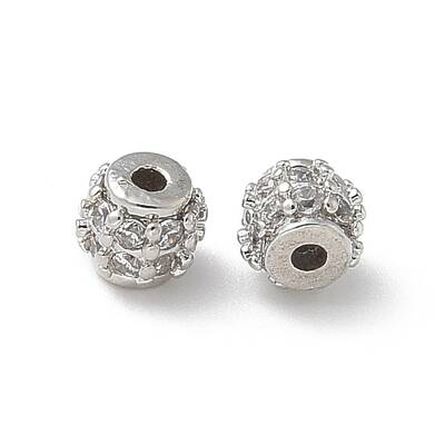 Brass Micro Pave Cubic Zirconia Beads