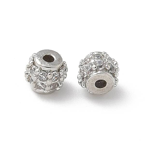 Brass Micro Pave Cubic Zirconia Beads