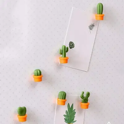 Cactus Shaped Magnetic Message Sticker, 6counts/pack Cute Mini Magnetic Message Sticker, Refrigerator Magnet for Home Kitchen