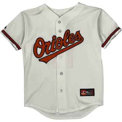 Age 12 Majestic Orioles Baseball Jersey - Medium - White Polyester