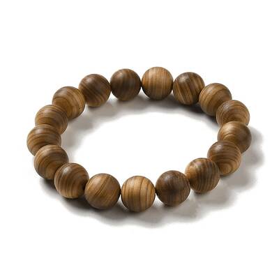 12mm Round Wood Beaded Stretch Bracelets