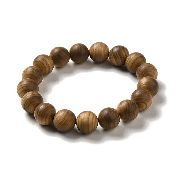 12mm Round Wood Beaded Stretch Bracelets