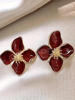 Vintage Flower Design Stud Earrings, Fashionable Zircon Stud Earrings for Women, Daily Clothing Decor, Trendy All-match & Exq...