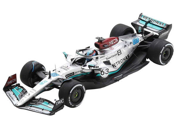 Mercedes-AMG W13 E Performance #63 George Russell Petronas Formula One F1 Belgian GP (2022) with Acrylic Display Case 1/18 Mo...