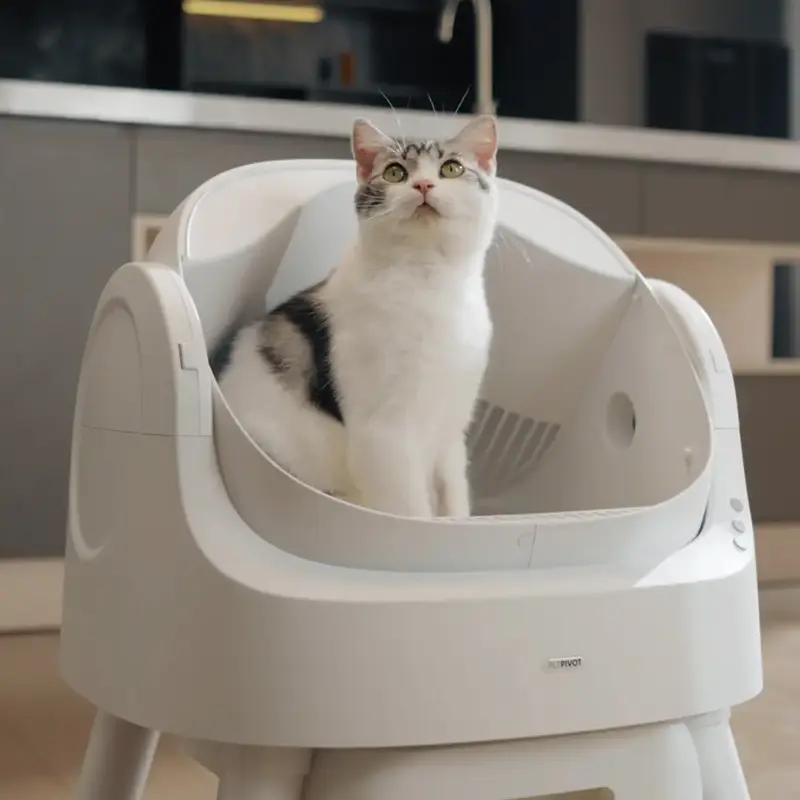 PetPivot Autoscooper 11 Open-Top Self-Cleaning Cat Litter Box，Odor-Free Waste Disposal includes Trash Bags