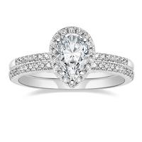 EAMTI 1.5CT 925 Sterling Silver Wedding Band Teardrop Bridal Rings Sets Halo Cubic Zirconia Solitaire Promise Engagement Ring...