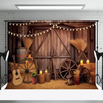 Vintage Brown Barn Door Cowboy Photography Backdrop - Aperturee