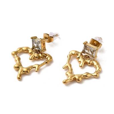 Melting Heart 304 Stainless Steel Dangle Stud Earrings