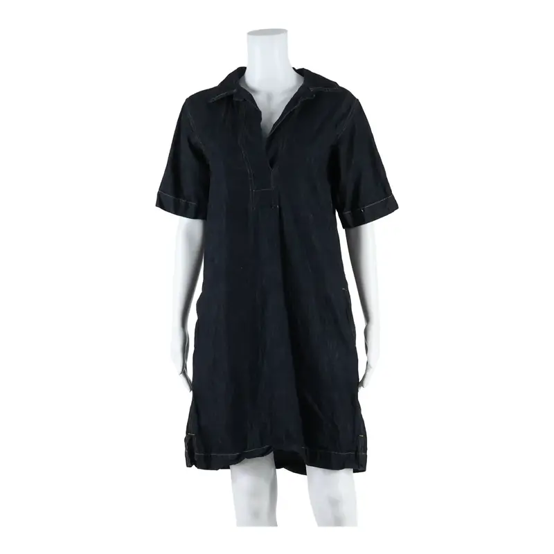 LAUREN RALPH LAUREN Womens Shift Dress Blue Denim Short Sleeve Knee Length S