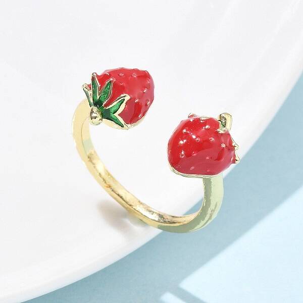 Brass with Enamel Cuff Open Rings for Women