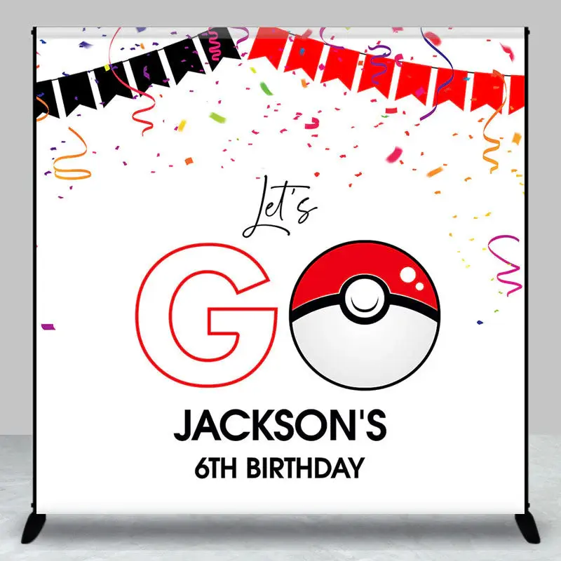 Custom Name White Lets Go Ribbons Birthday Backdrop