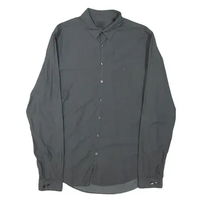CALVIN KLEIN Mens Plain Shirt Grey Long Sleeve M