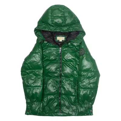 MICHAEL KORS Mens Puffer Coat Green Nylon Hooded L
