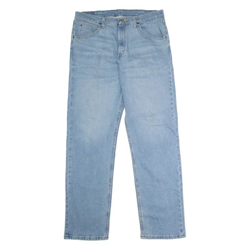 WRANGLER Mens Jeans Blue Regular Straight Stone Wash W34 L34