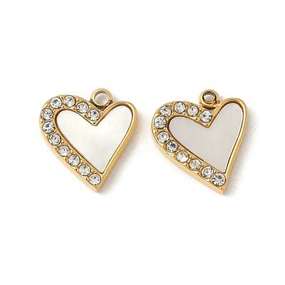304 Stainless Steel Rhinestone Shell Pendants