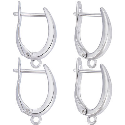 Beebeecraft 10Pcs Platinum Plated Round Leverback Earwires French Earring Hooks with Loop Ear Wire Findings with Storage Box ...