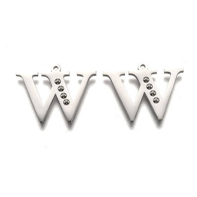 Non-Tarnish 304 Stainless Steel Letter Pendant Rhinestone Settings