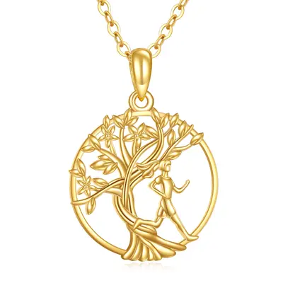 14K Gold Tree Of Life & Runner Pendant Necklace