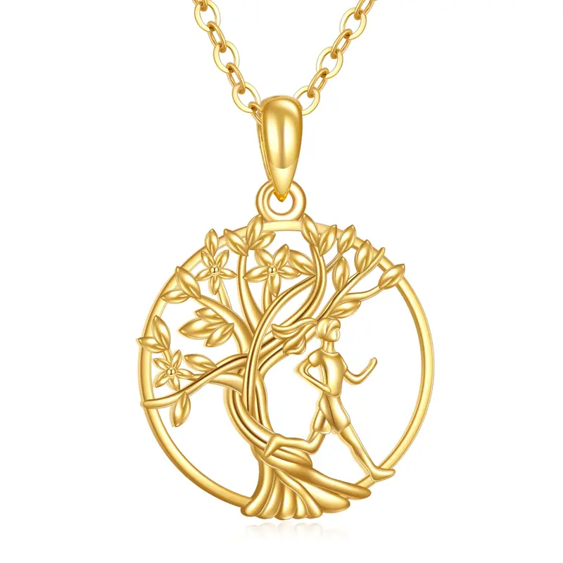 14K Gold Tree Of Life & Runner Pendant Necklace
