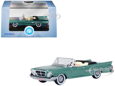 1961 Chrysler 300 Convertible Pinewood Green Metallic 1/87 (HO) Scale Diecast Model Car by Oxford Diecast