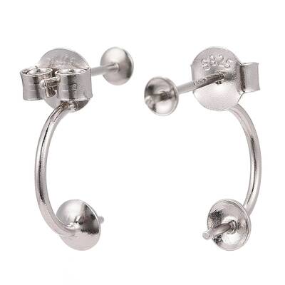 Anti-Tarnish Rhodium Plated 925 Sterling Silver Stud Earring Findings