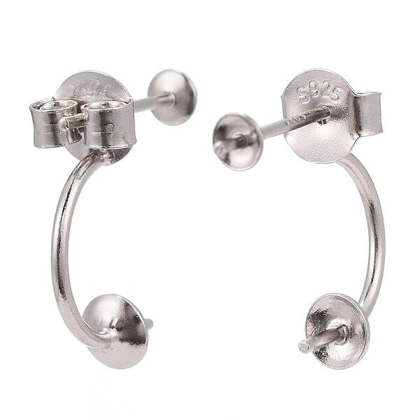 Anti-Tarnish Rhodium Plated 925 Sterling Silver Stud Earring Findings