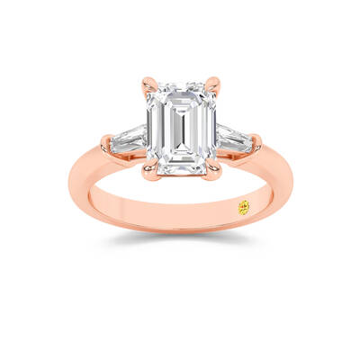 Ignite Three Stone Emerald Cut Lab Grown Diamond Engagement Ring | 18K Rose Gold 4 CT. TW.