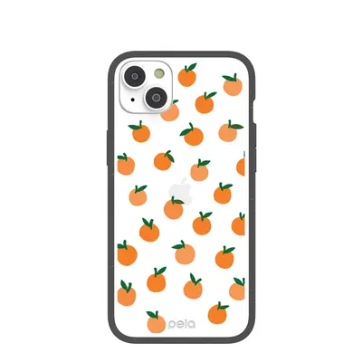 Clear Oranges iPhone 14 Plus Case With Black Ridge