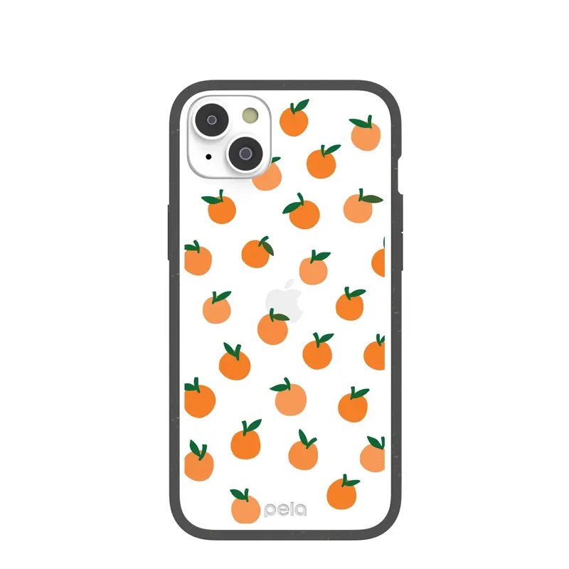 Clear Oranges iPhone 14 Plus Case With Black Ridge