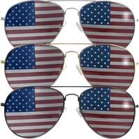 3 Pcs July 4th American Flag Sunglasses, Fourth of July Patriotic Sunglasses with Gold Silver and Black Frame, Red White Blue...