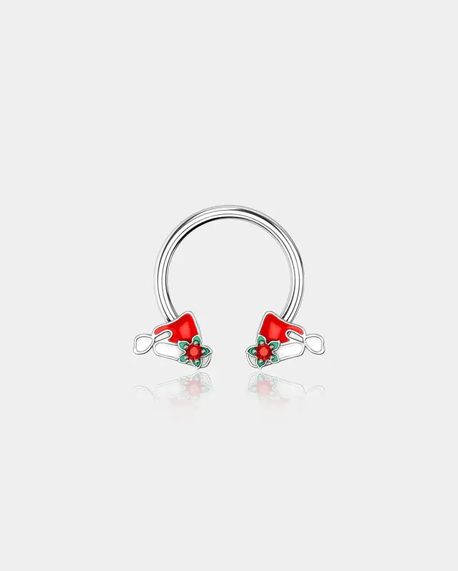 Santa's Red Hat Horseshoe Septum Ring