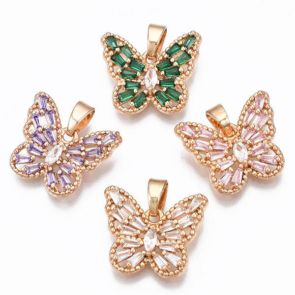Brass Micro Cubic Zirconia Pendants