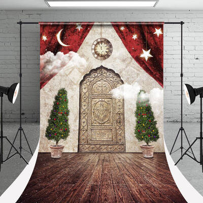 Curtain Door Photo Studio Sweep Christmas Backdrop - Aperturee