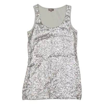 PHASE EIGHT Sequins Womens Vest Silver Sleeveless XS