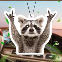 Cute Raccoon Design Air Freshener Car Perfume, Rear-view Mirror Hanging Aromatherapy Tablet, Accessories, Decoration, Room De...