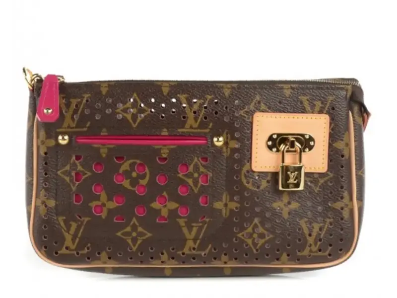 Pre-owned Louis Vuitton Leather clutches & wristlets Limited Edition Perforated Pochette Fuchsia