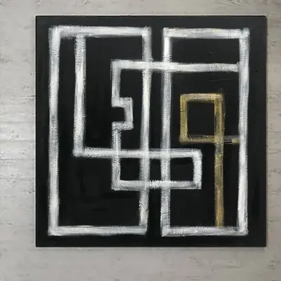 Abstract Black And White Paintings On Canvas Minimalist Art Vivid Colors Modern Oil Hand Painted Art Living Room Decor | GEOM...