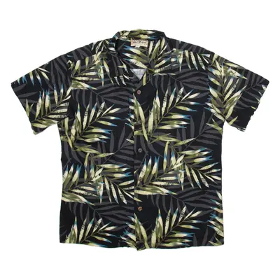 BLUE HAWAU Mens Hawaiian Shirt Black Crazy Pattern XL