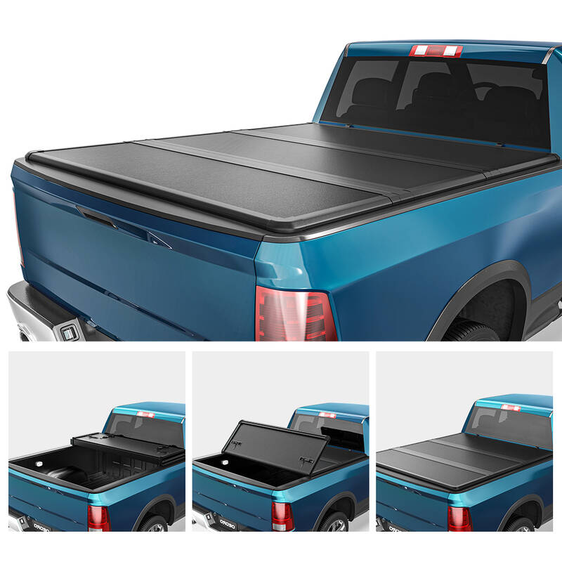 OEDRO 5.6FT Bed FRP Hard Tri-fold Tonneau Cover Fold Truck Bed Covers Compatible with 2009-2025 Dodge Ram 1500 (Inclu. Classi...