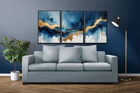 Abstract Azure Gold Panorama
