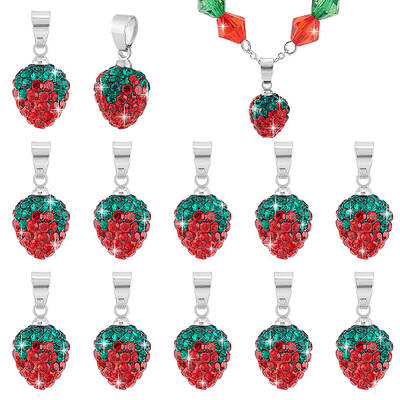 12Pcs Polymer Clay Rhinestone Pendants