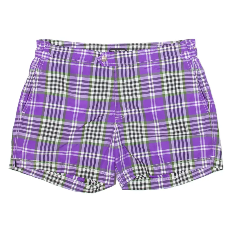 TOM FORD Mens Casual Shorts Purple Relaxed Check M W33