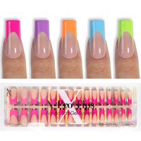 SXC Cosmetics X-Pro Tips 150/160 Nail Tips ONLY - Bright Pastel Glow In The Dark Series French Tip Press-On Nails | DIY Salon...