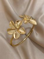 Boho Style Flower Design Cuff Bangle, Fashionable Jewelry for Women & Girls, Trendy All-match & Exquisite Jewelry for Birthda...