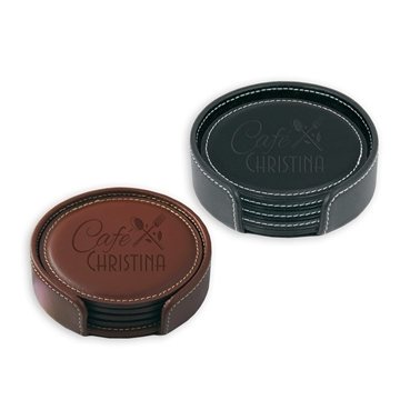25 Custom Leather Coaster Gift Set - Bonded Leather & Velvet ...