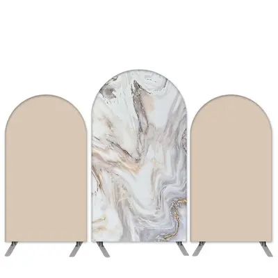 Aperturee Marble Texture Theme Khaki Birthday Arch Backdrop Kit | Round Arch Backdrop Cover | Chiara Arch Backdrop Diy | Circ...