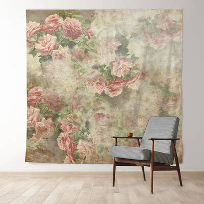 Retro Pink Floral Fabric Fine Art Backdrop For Photo - Aperturee