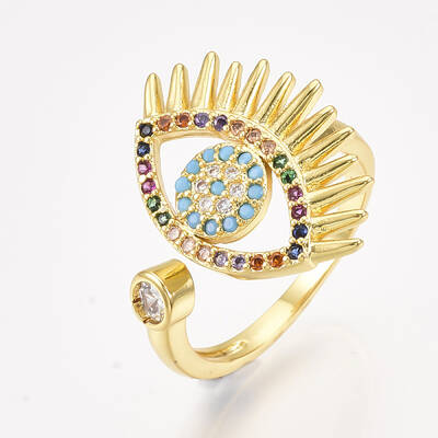 Brass Micro Pave Cubic Zirconia Cuff Rings